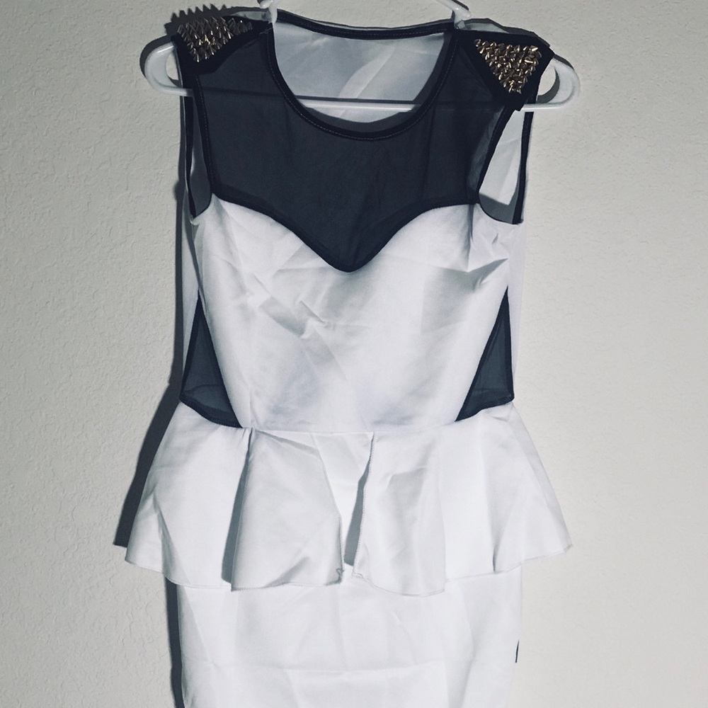 Spiky shoulder padded sexy dress